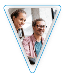Two people smiling.