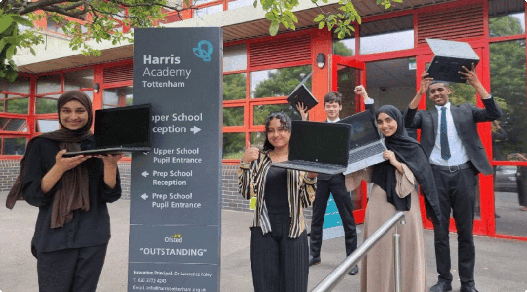 Harris Academy receives Laptops for Schools donation.