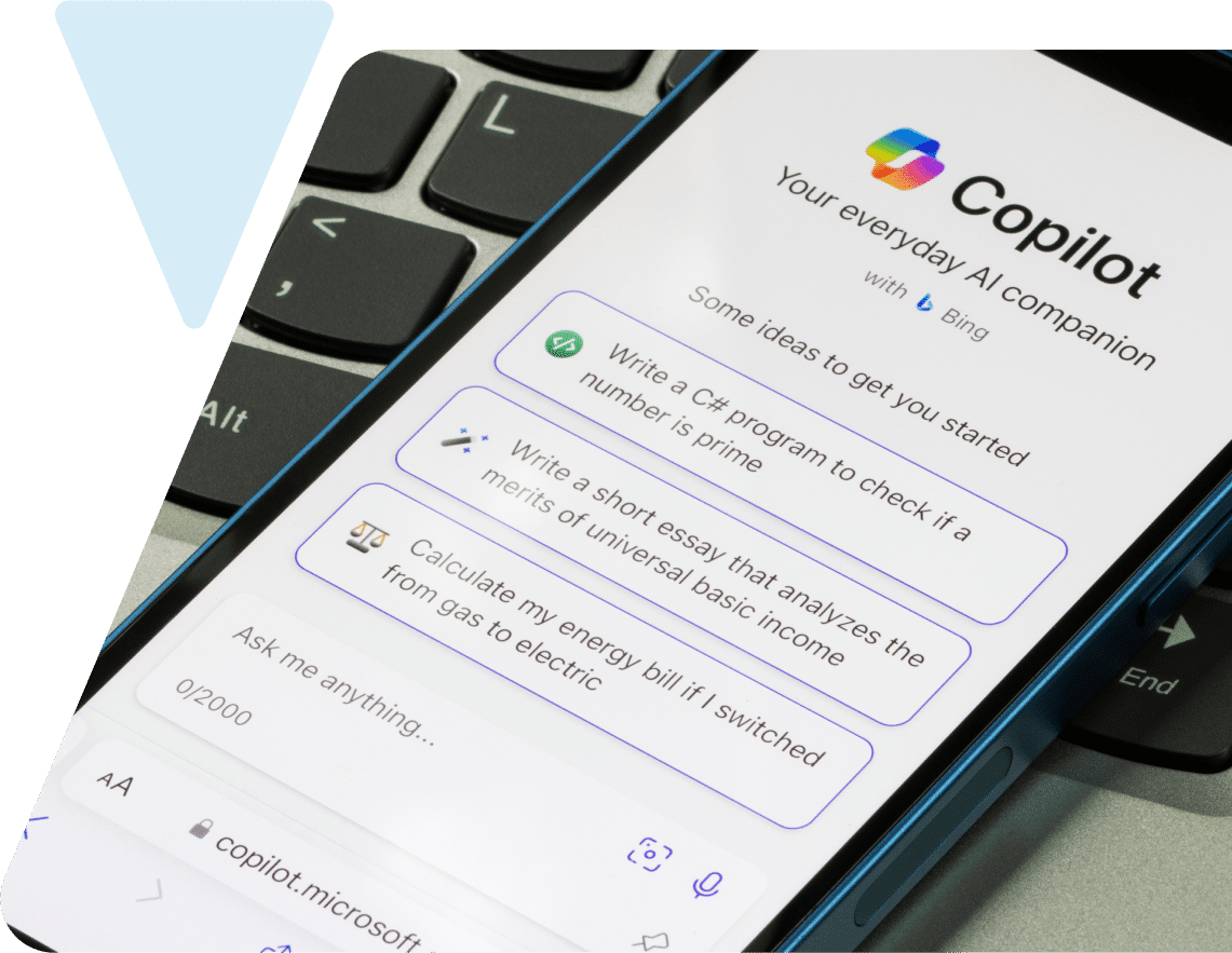 Microsoft Copilot on a mobile phone.