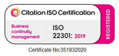 ISO 22301 certificate.